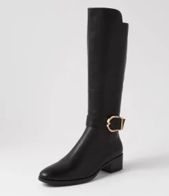 Hot Midas Shoes Tish Black Leather Knee High Boots