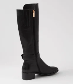 Hot Midas Shoes Tish Black Leather Knee High Boots