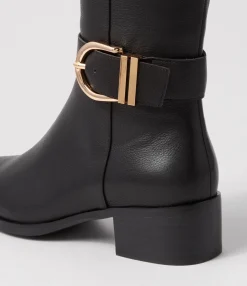 Hot Midas Shoes Tish Black Leather Knee High Boots