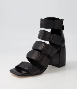 Cheap Midas Shoes Tobie Black Leather Sandals