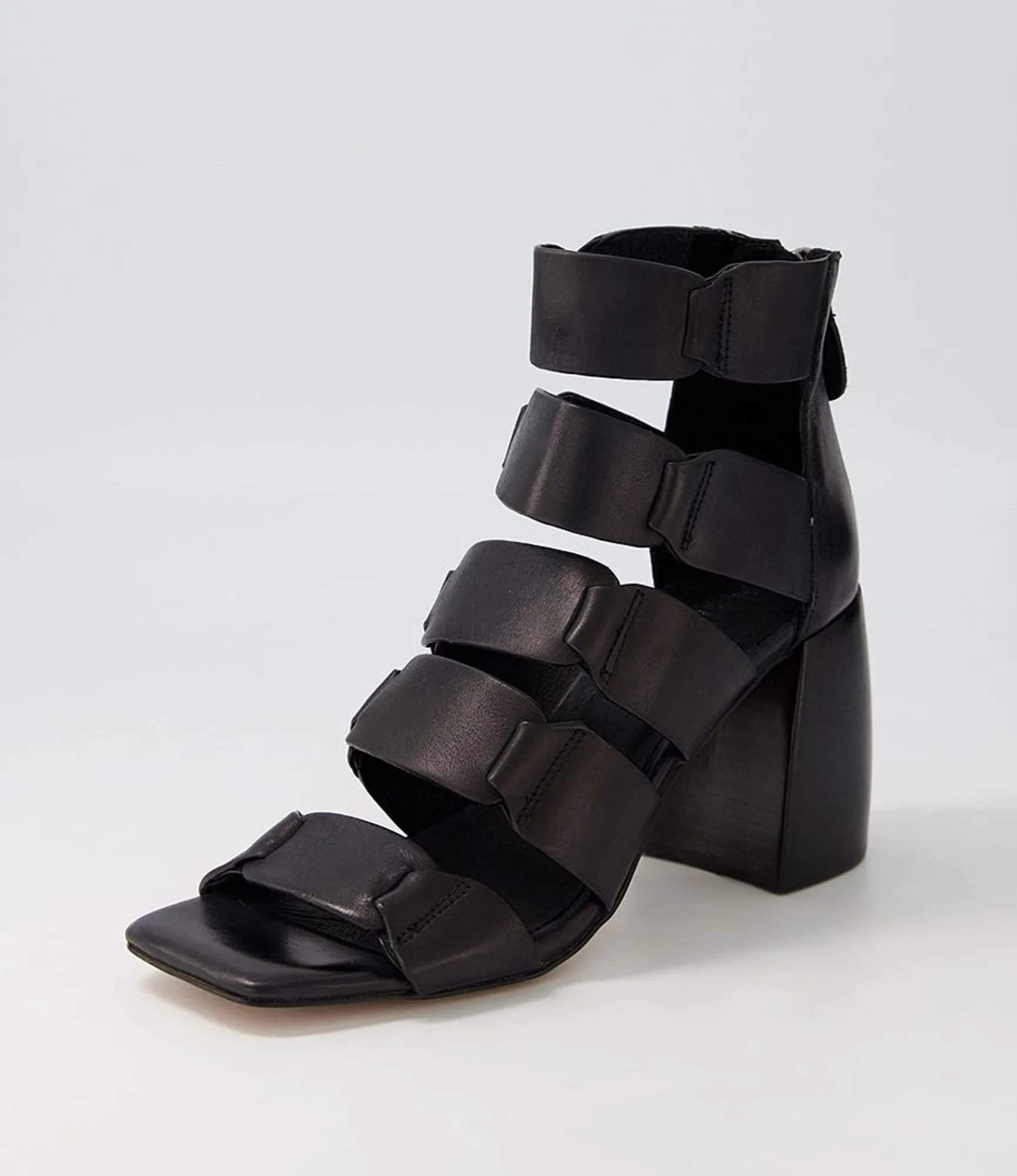 Cheap Midas Shoes Tobie Black Leather Sandals