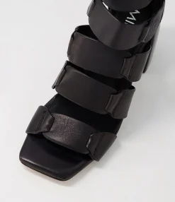 Cheap Midas Shoes Tobie Black Leather Sandals