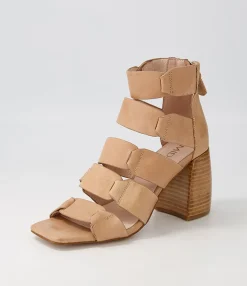 Best Sale Midas Shoes Tobie Latte Natural Heel Leather Sandals