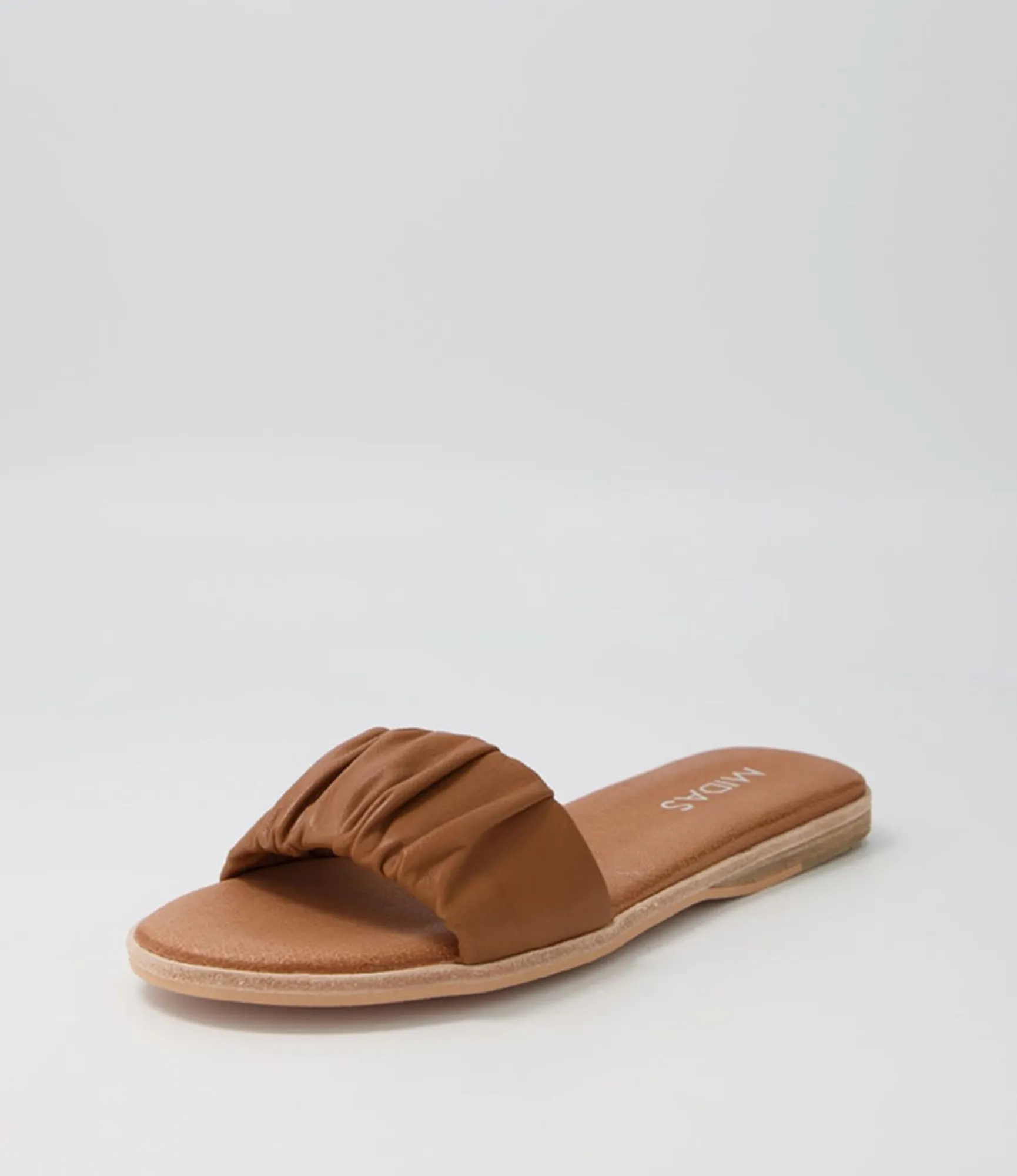 Cheap Midas Shoes Tokio Tan Leather Slides