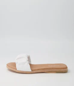 Best Midas Shoes Tokio White Leather Slides