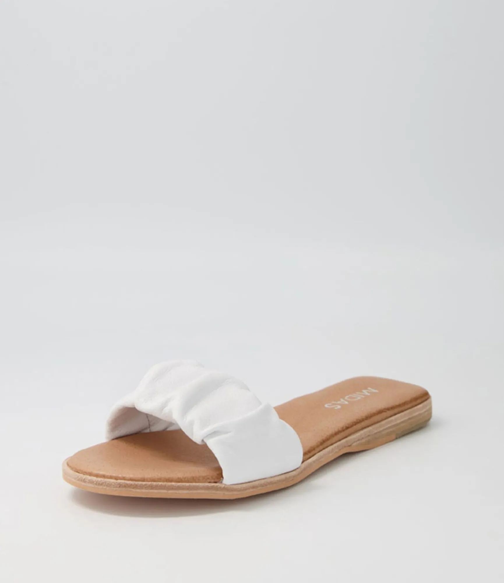 Best Midas Shoes Tokio White Leather Slides