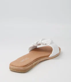 Best Midas Shoes Tokio White Leather Slides