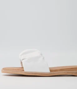Best Midas Shoes Tokio White Leather Slides