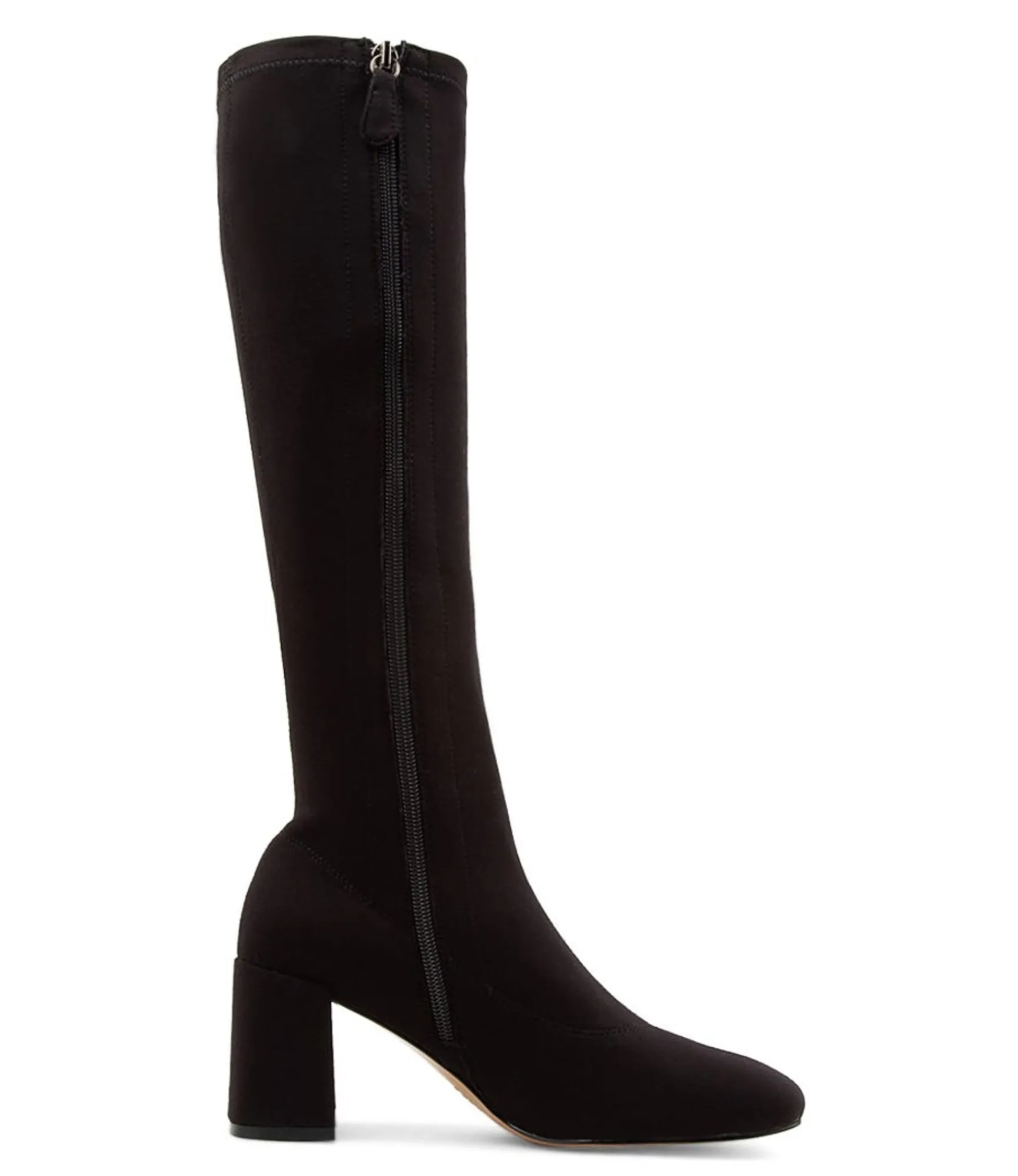 Cheap Midas Shoes Tripped Black Stretch Fabric Knee High Boots