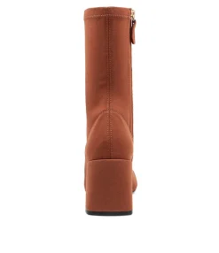 Store Midas Shoes Trusted Dark Tan Stretch Fabric Ankle Boots
