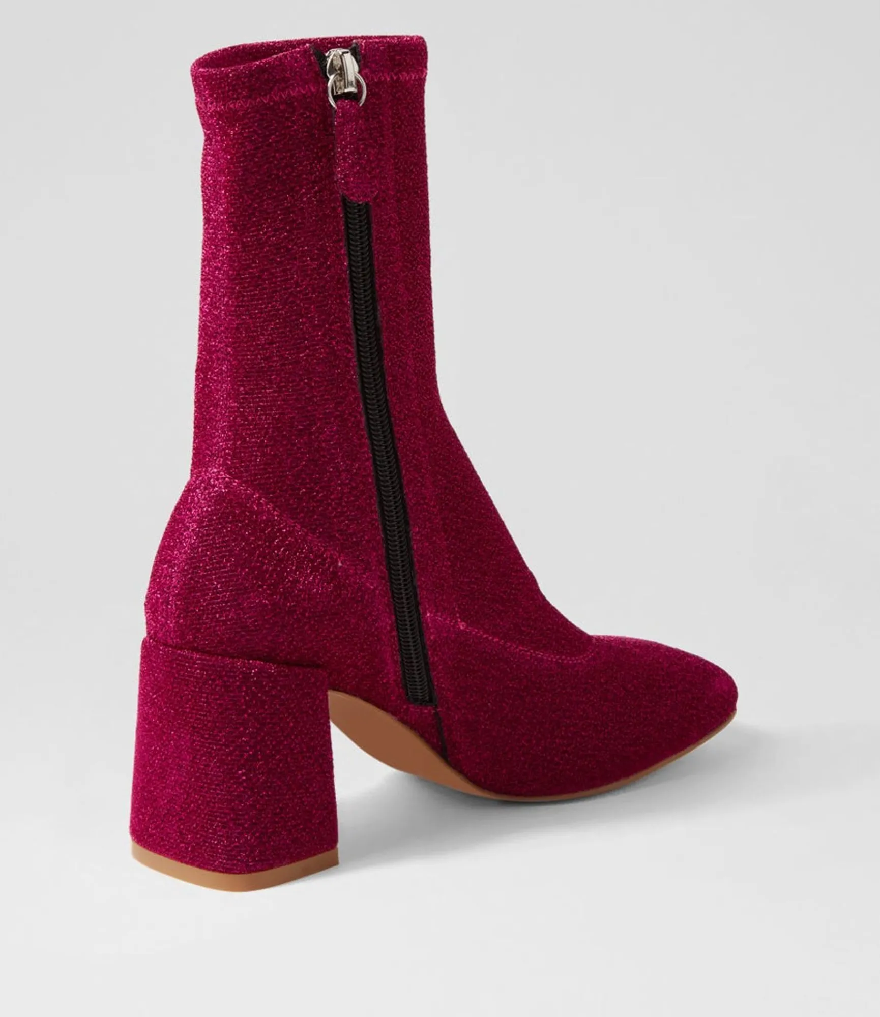 Clearance Midas Shoes Trusted Fuchsia Glitter Stretch Fabric Ankle Boots