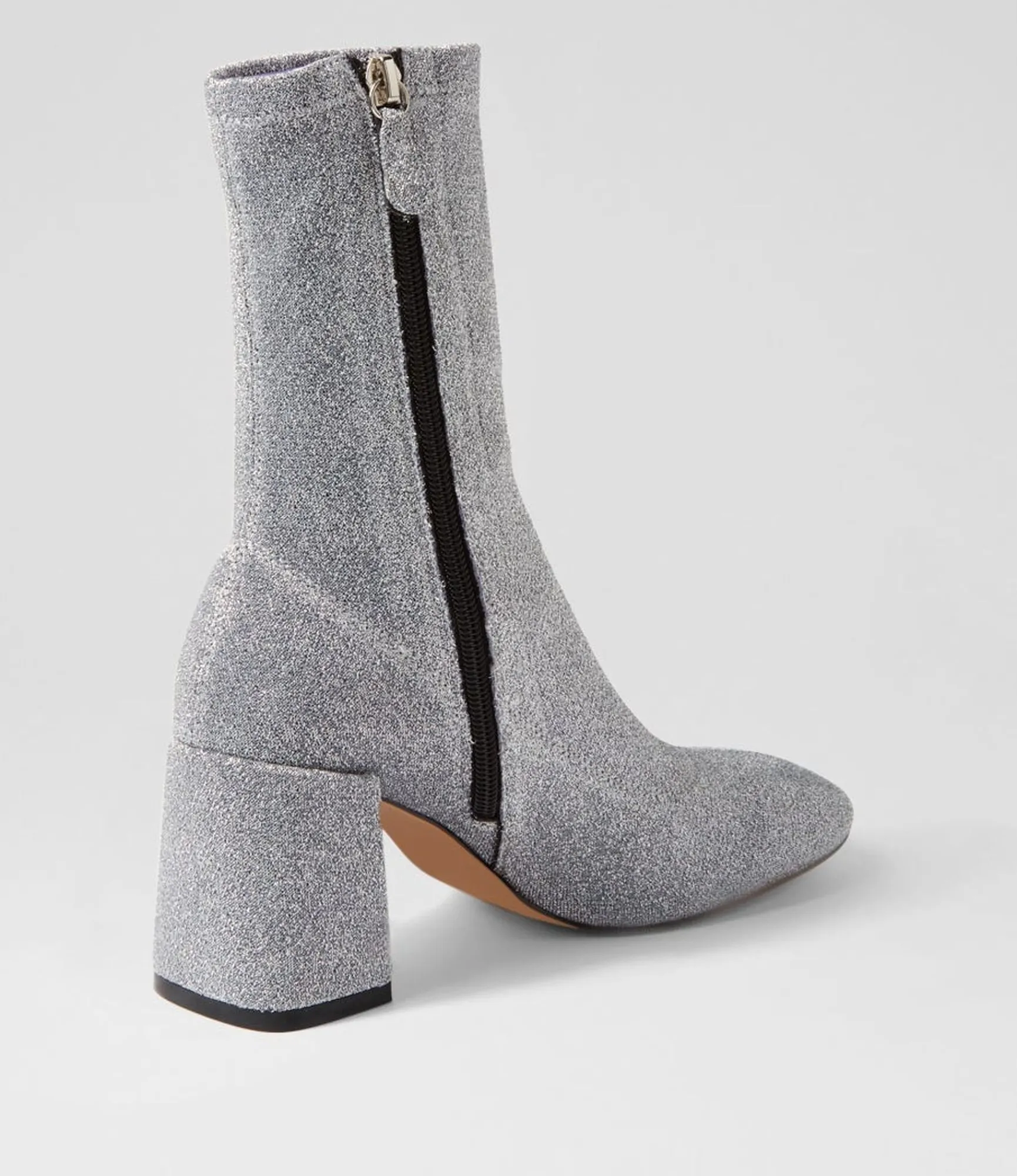 Cheap Midas Shoes Trusted Silver Glitter Stretch Fabric Ankle Boots