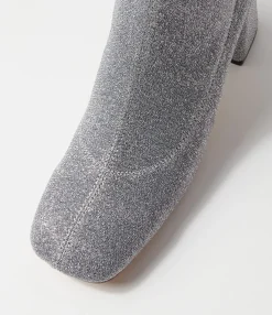 Cheap Midas Shoes Trusted Silver Glitter Stretch Fabric Ankle Boots