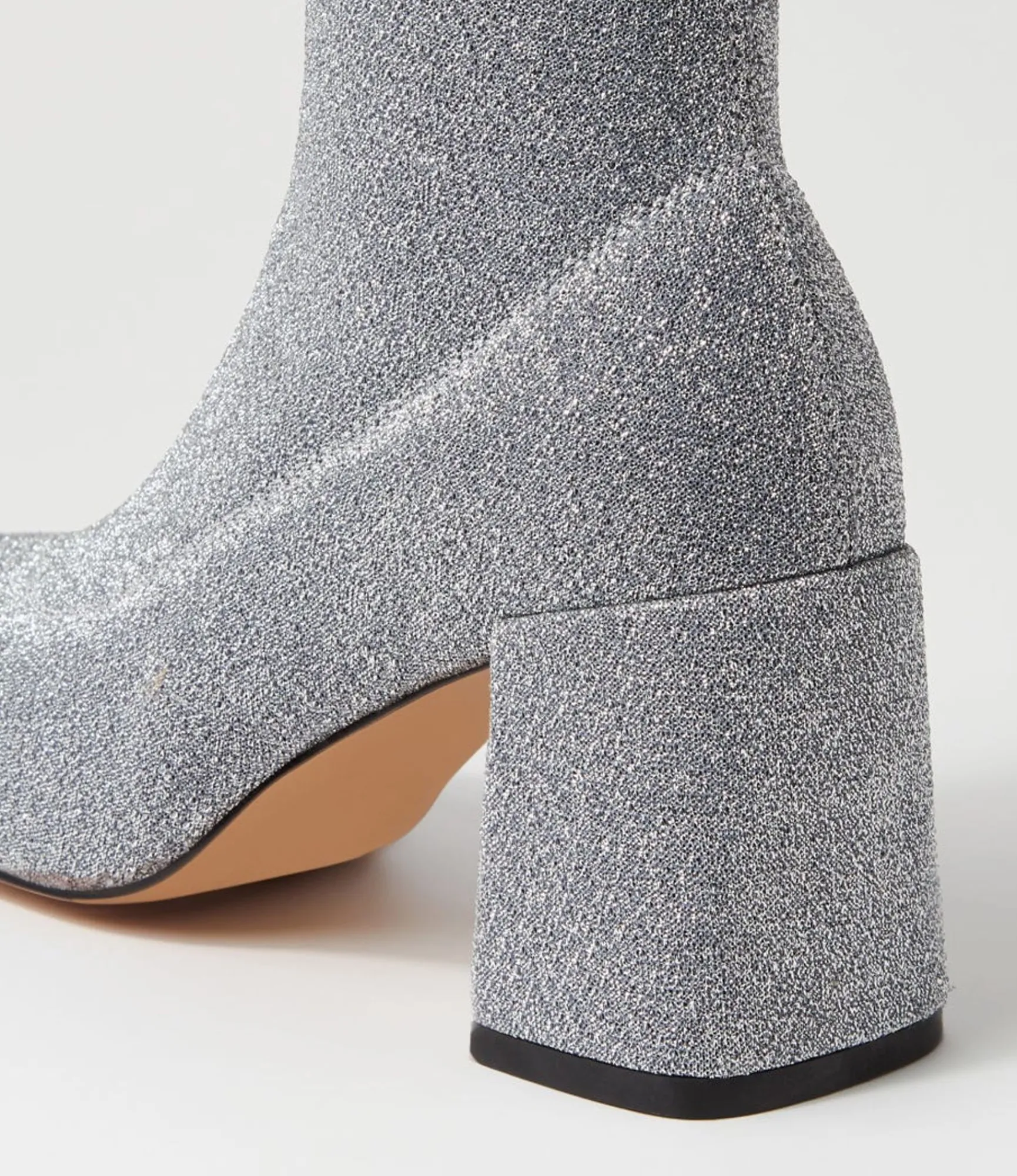 Cheap Midas Shoes Trusted Silver Glitter Stretch Fabric Ankle Boots