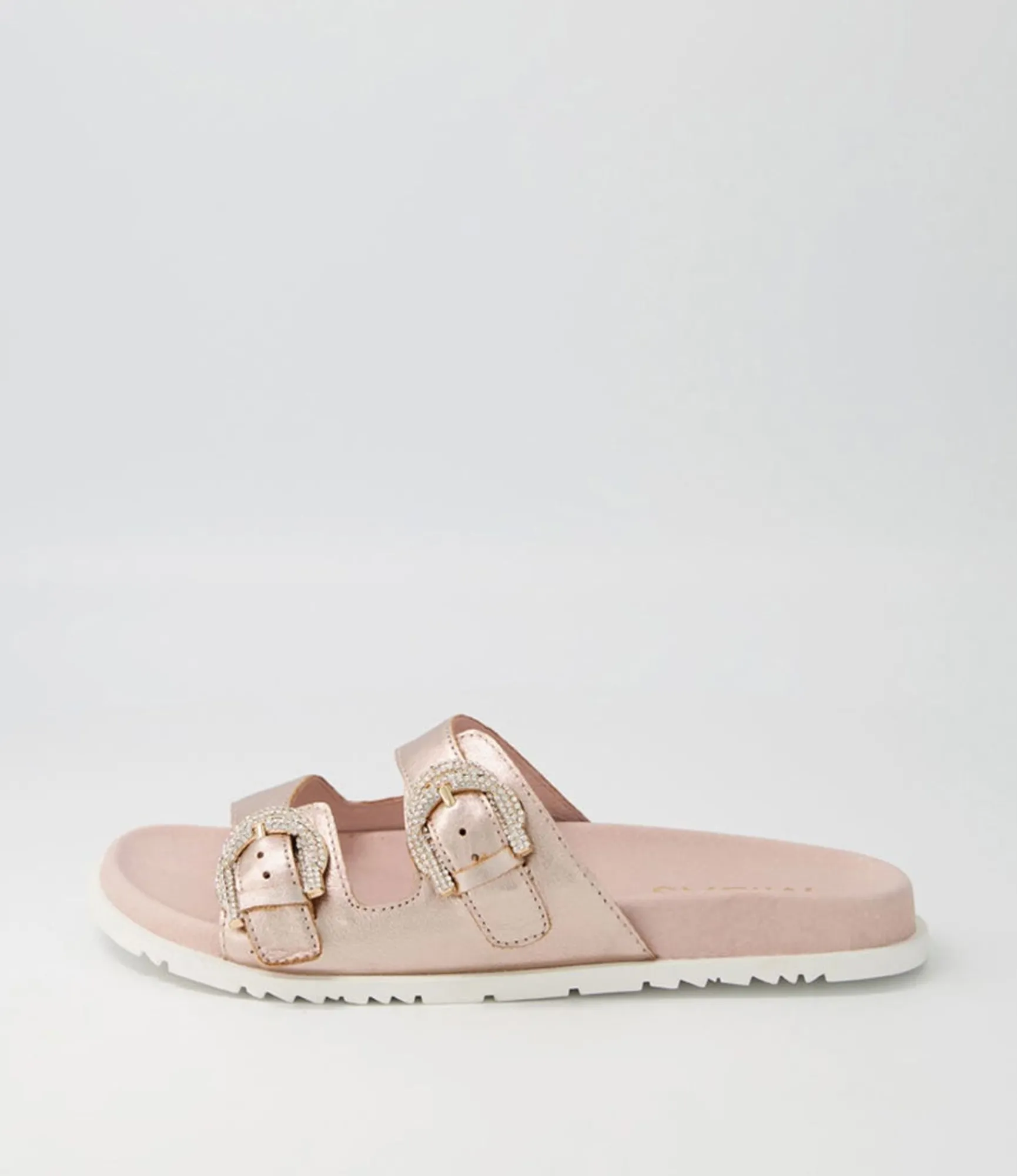 Clearance Midas Shoes Tullies Pale Rose Gold Leather Slides