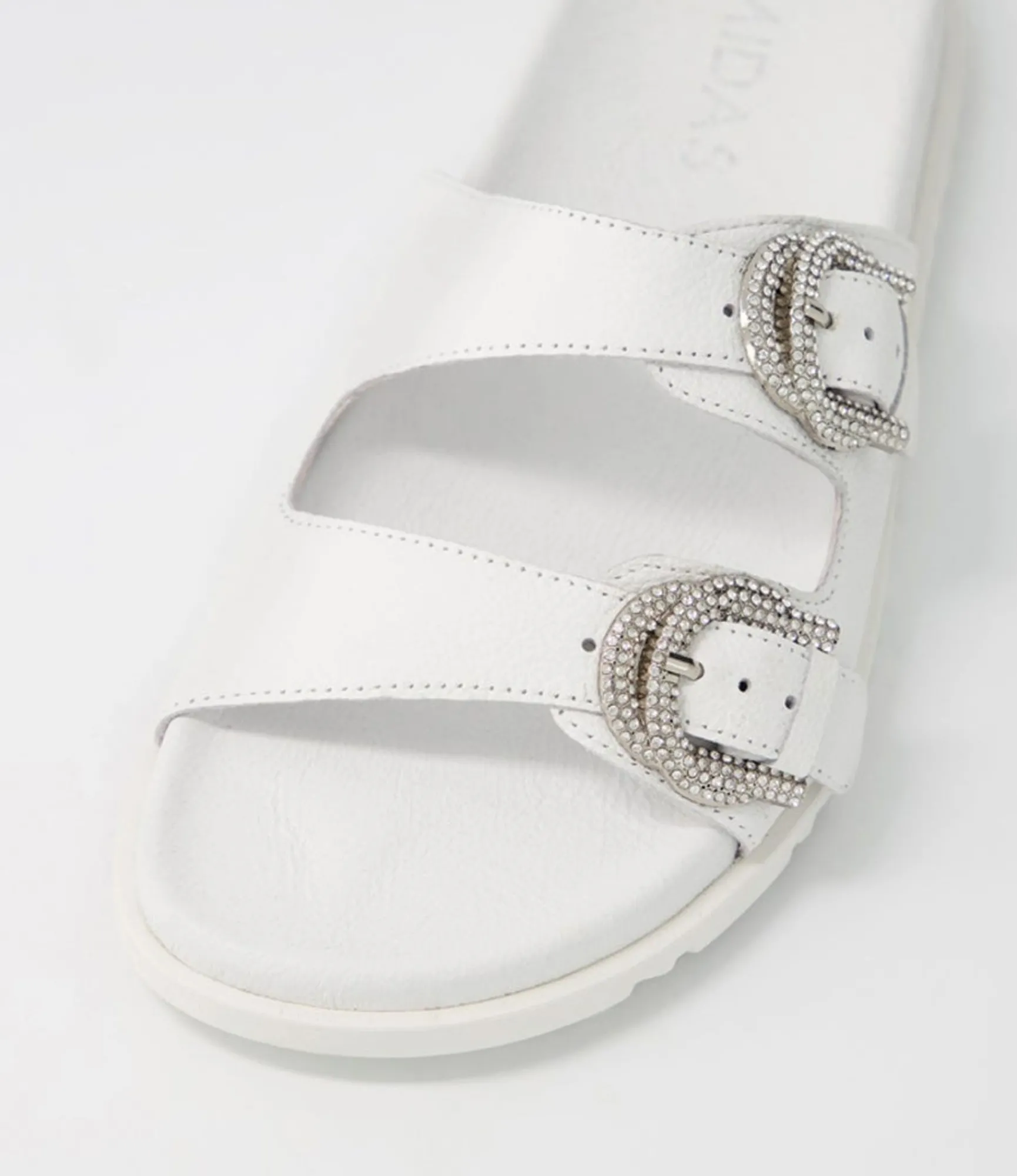 Online Midas Shoes Tullies White Leather Slides