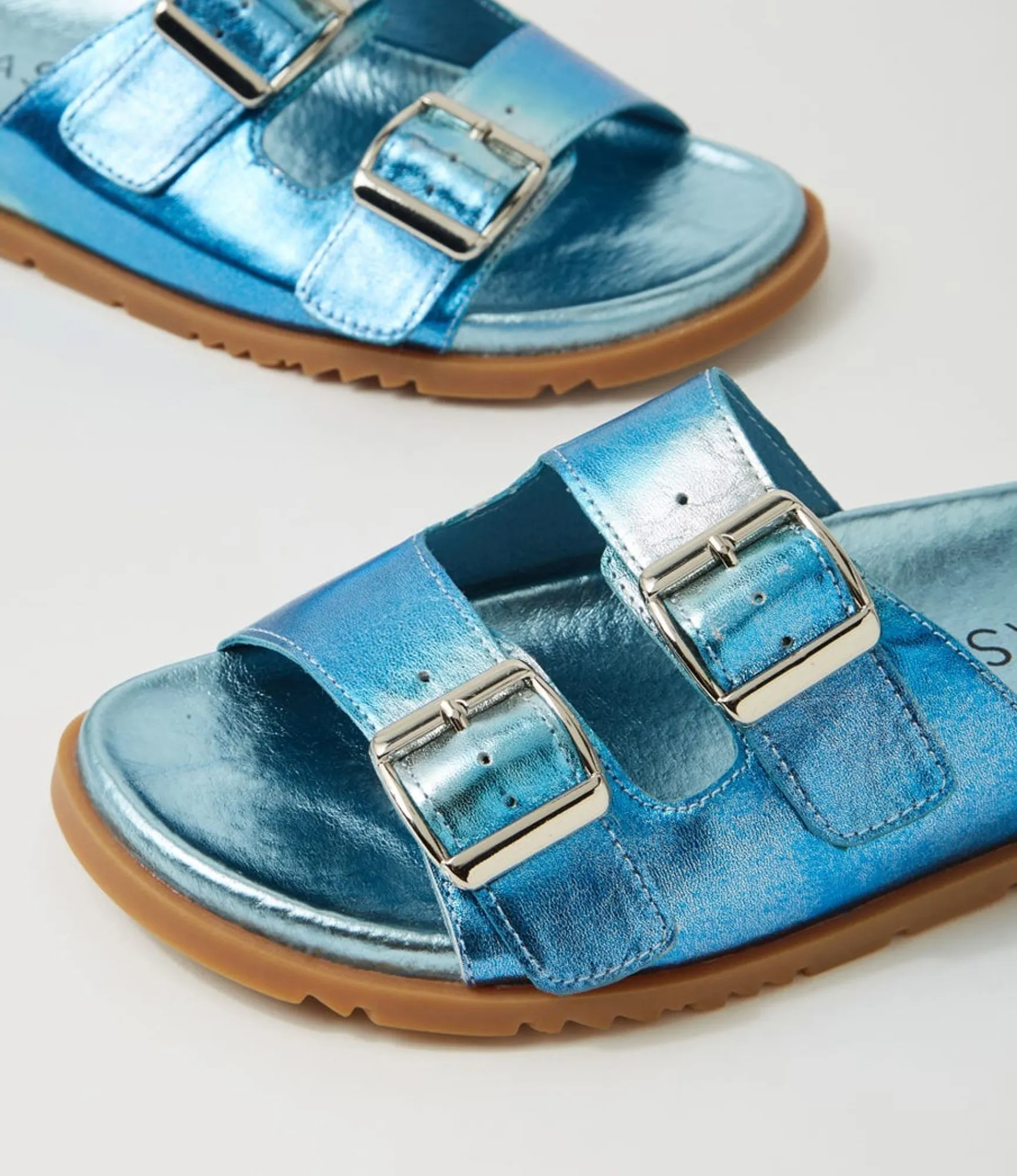 Sale Midas Shoes Tymes Blue Mix Leather Slides