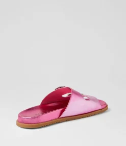 Fashion Midas Shoes Tymes Fuchsia Mix Leather Slides