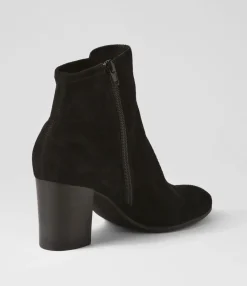 New Midas Shoes Uluv Black Stretch Microsuede Ankle Boots