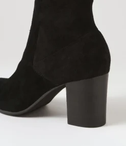 New Midas Shoes Uluv Black Stretch Microsuede Ankle Boots