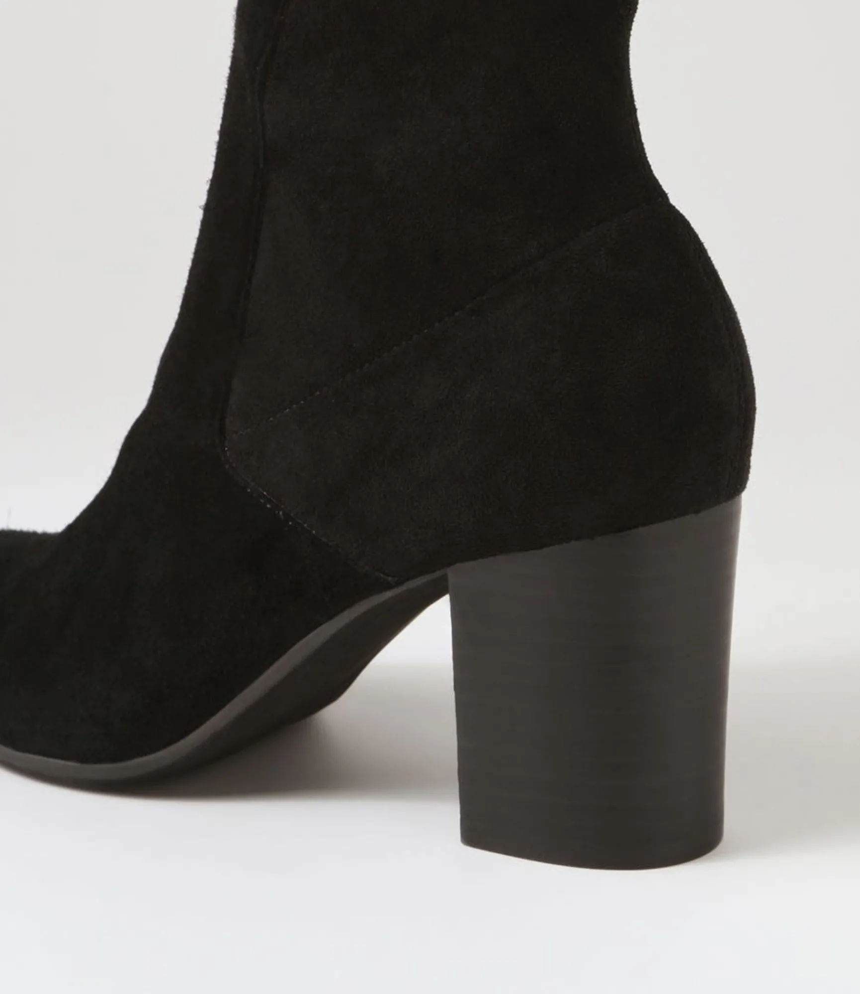 New Midas Shoes Uluv Black Stretch Microsuede Ankle Boots