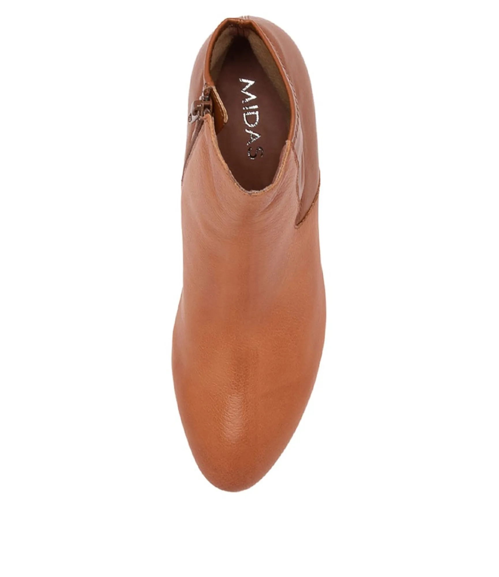 New Midas Shoes Uluv Cognac Leather Stretch Ankle Boots