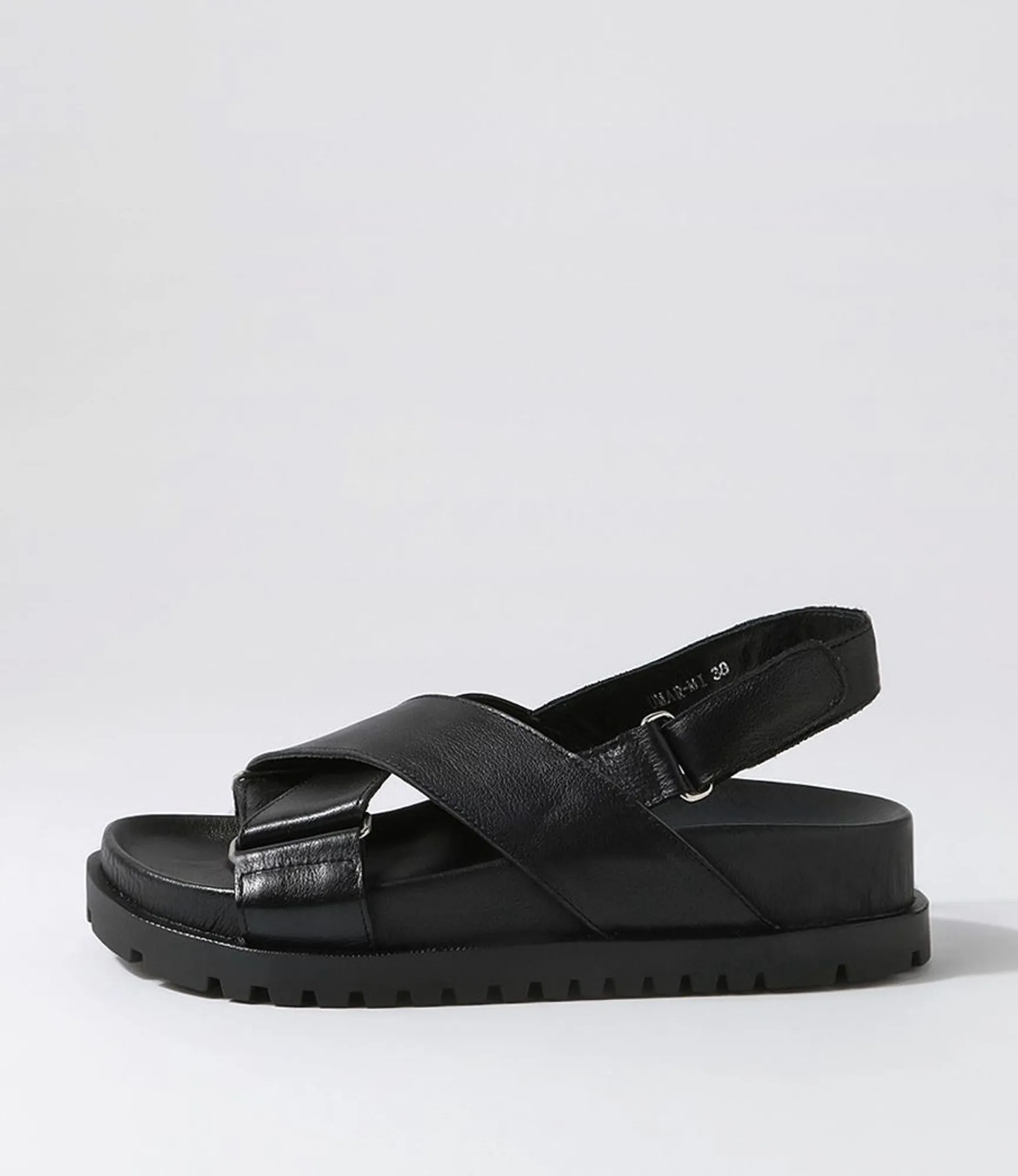 Online Midas Shoes Umar Black Leather Sandals