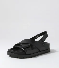 Online Midas Shoes Umar Black Leather Sandals
