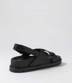 Online Midas Shoes Umar Black Leather Sandals