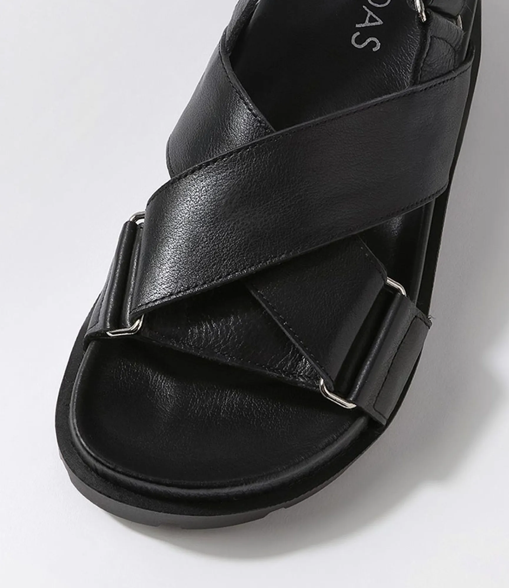 Online Midas Shoes Umar Black Leather Sandals