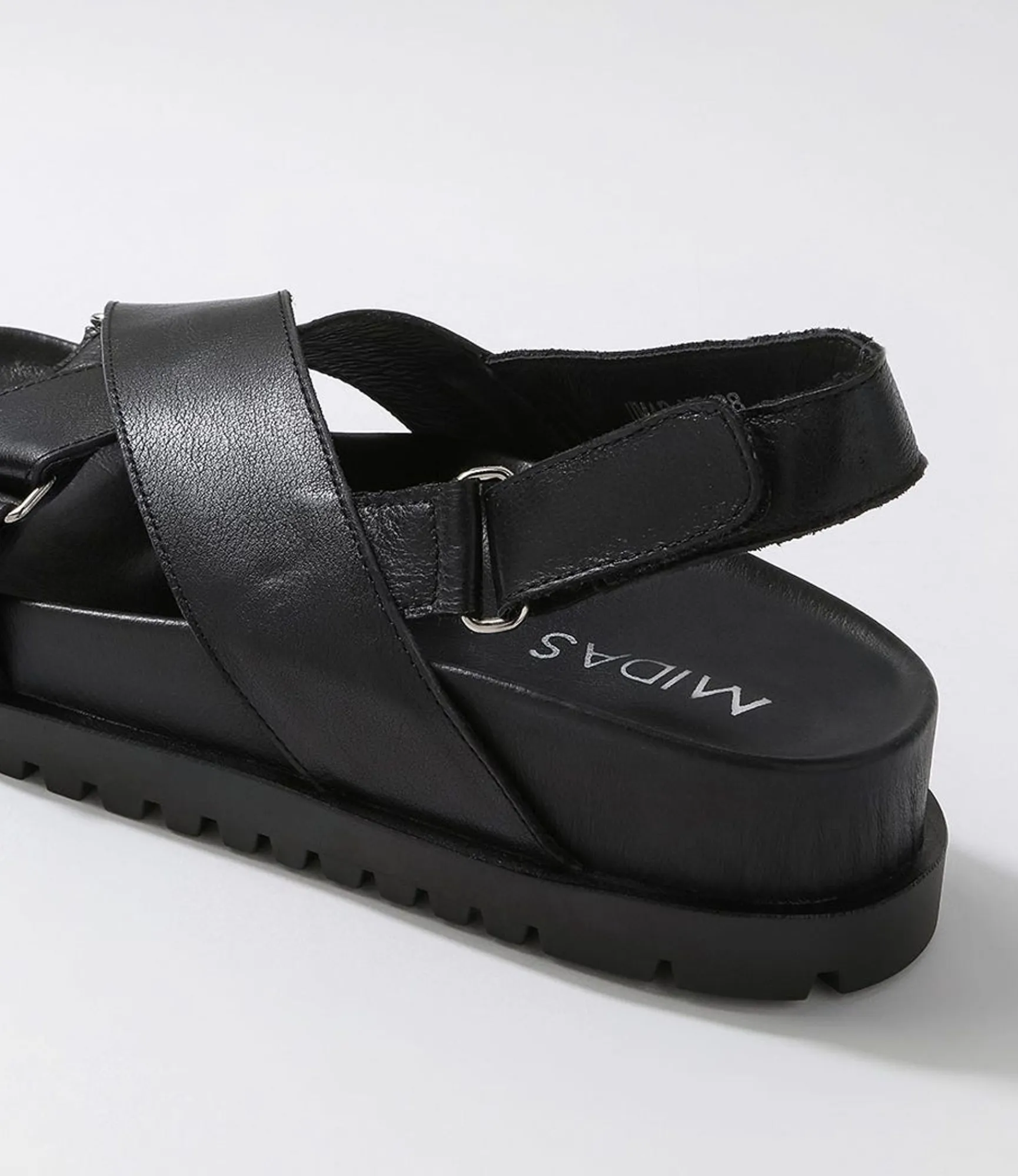 Online Midas Shoes Umar Black Leather Sandals