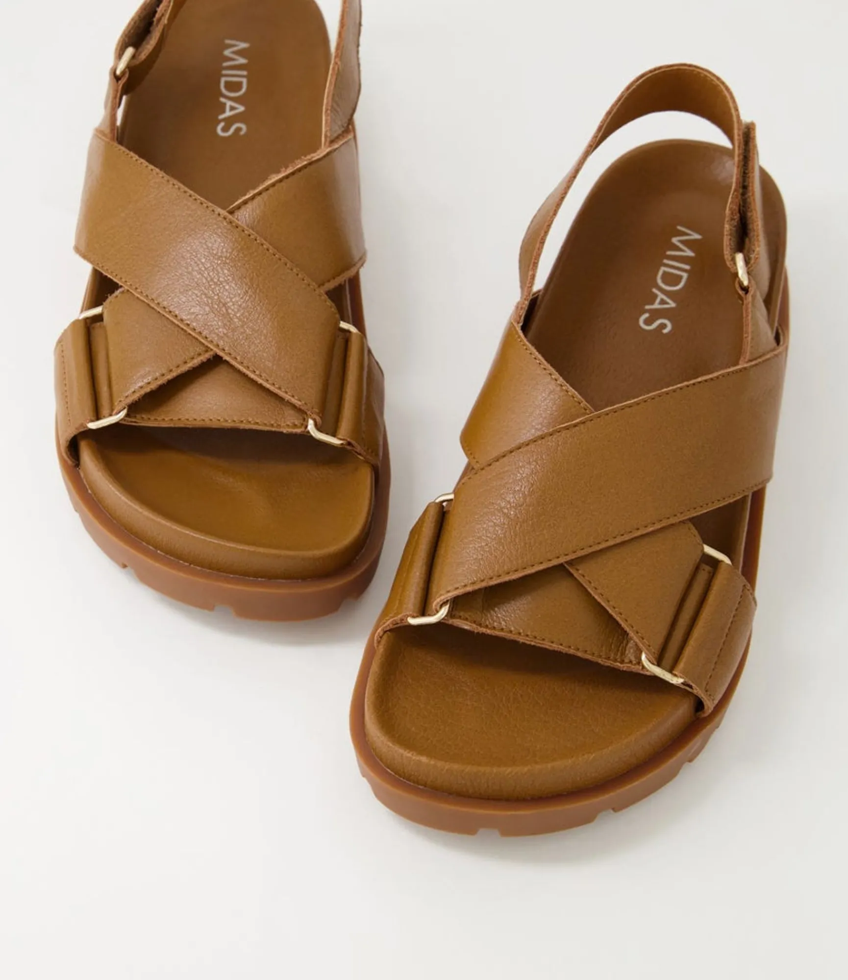 Shop Midas Shoes Umar Toffee Leather Sandals