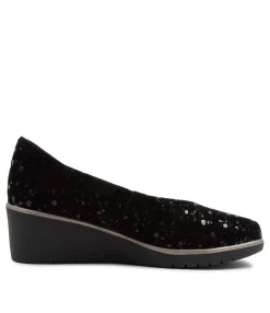 Outlet Midas Shoes Umer Black Sparkle Suede Wedges