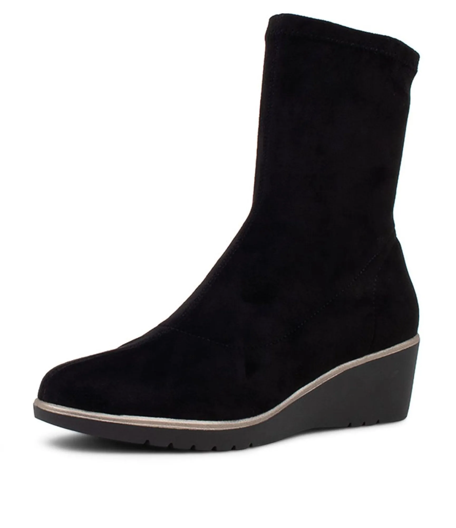 Best Sale Midas Shoes Umust Black Stretch Microsuede Ankle Boots