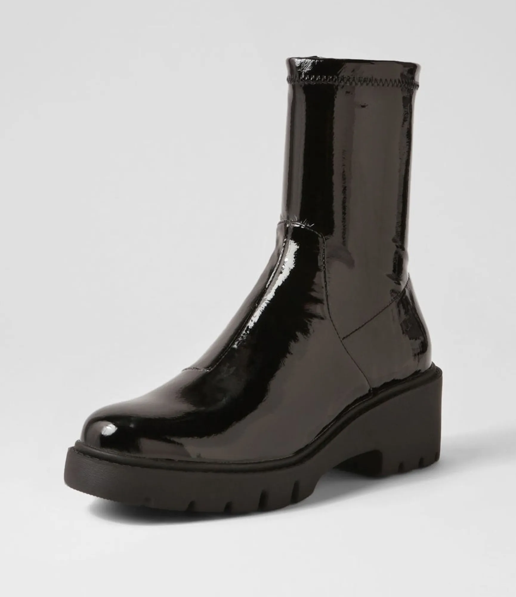 Discount Midas Shoes Uner Black Stretch Patent Pu Ankle Boots