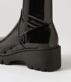 Discount Midas Shoes Uner Black Stretch Patent Pu Ankle Boots