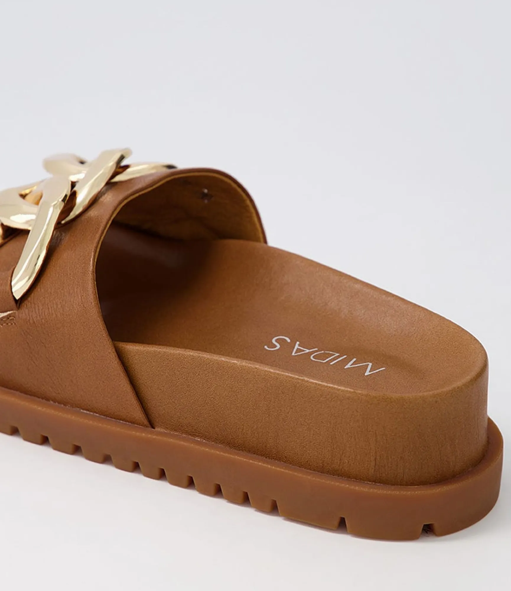 Outlet Midas Shoes Uno Toffee Leather Slides