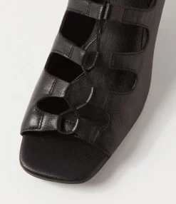 Sale Midas Shoes Unyte Black Leather Sandals