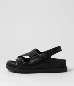 Shop Midas Shoes Uradi Black Leather Sandals