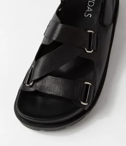 Shop Midas Shoes Uradi Black Leather Sandals