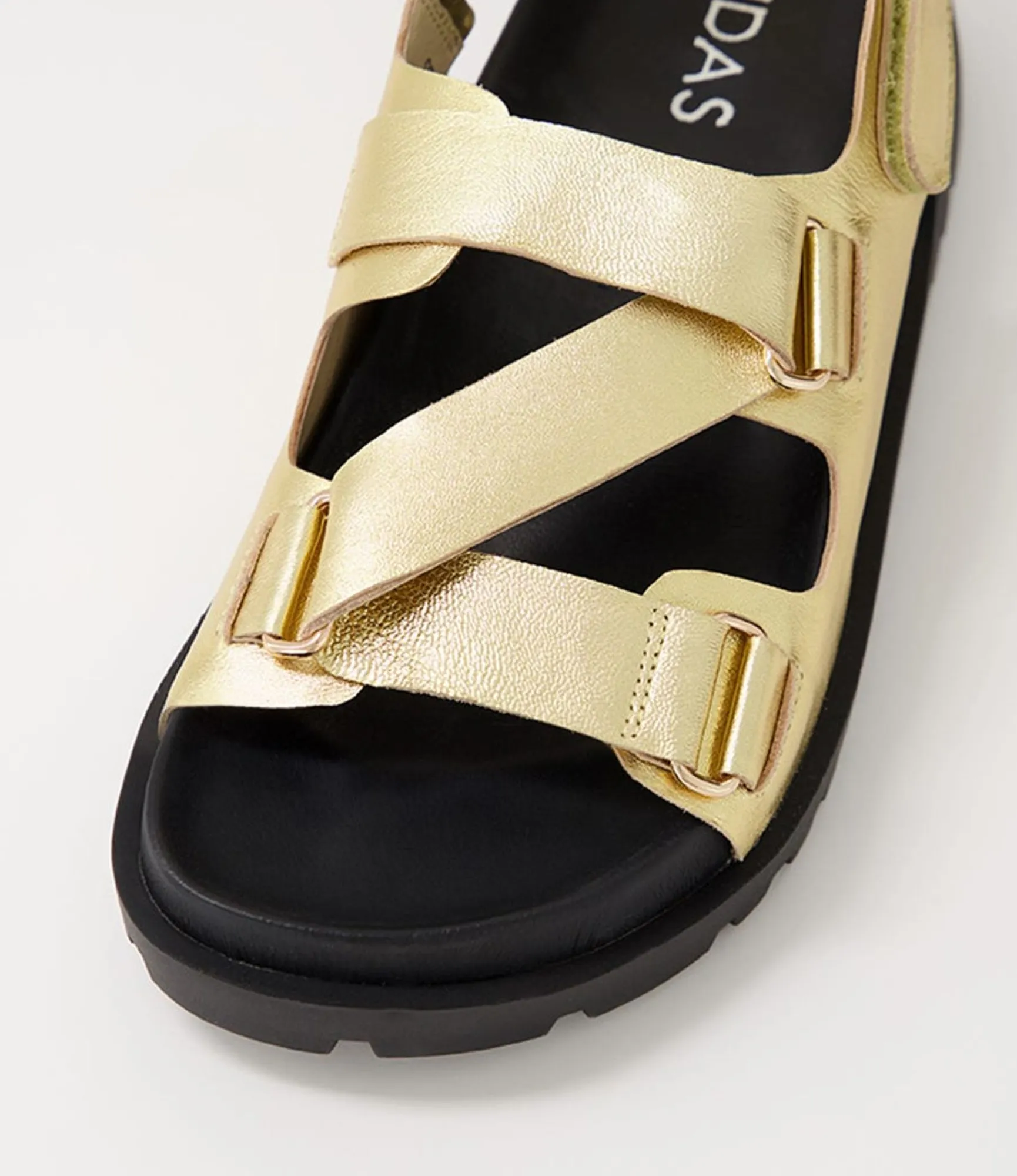 Cheap Midas Shoes Uradi Gold Black Leather Sandals
