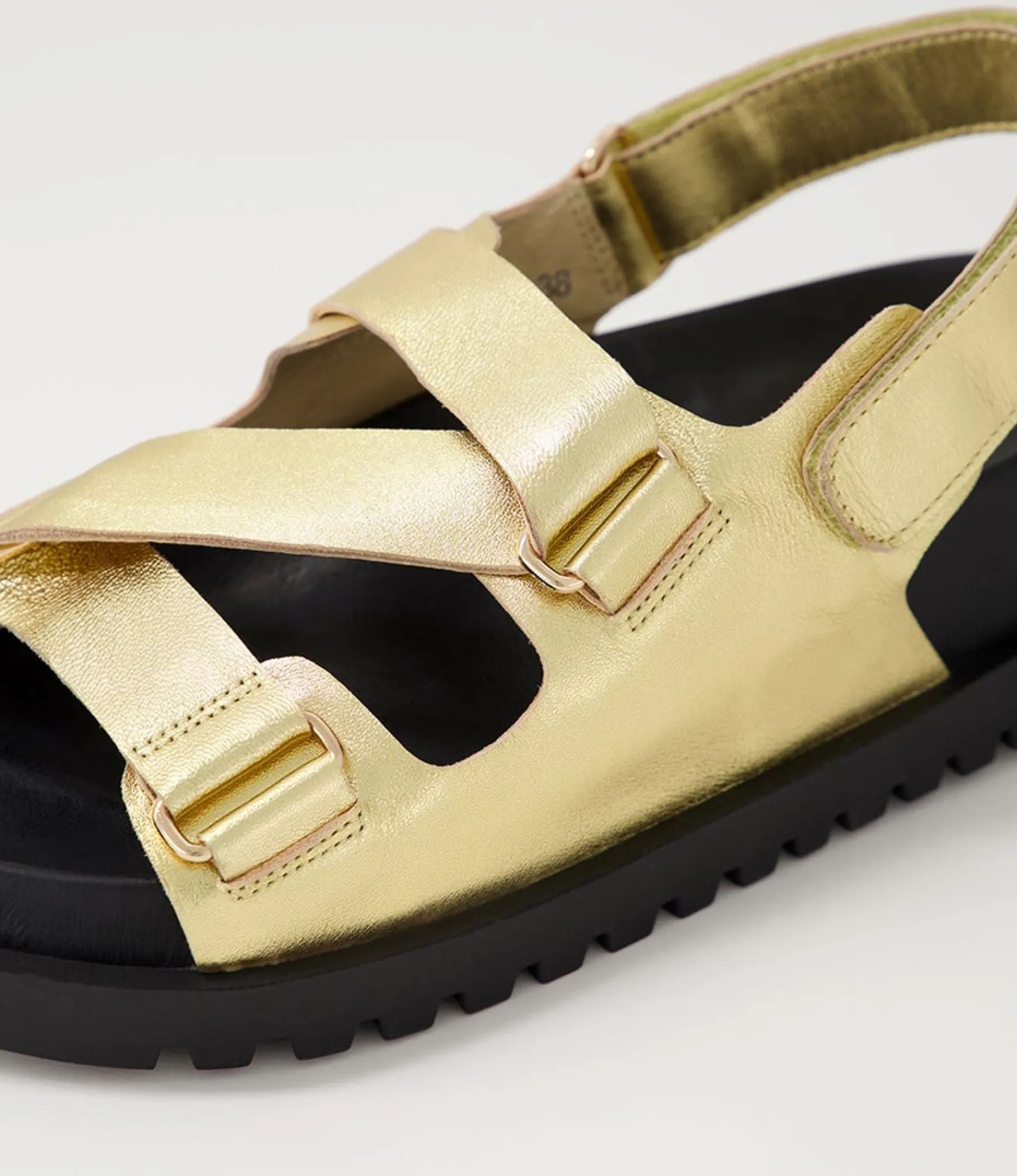 Cheap Midas Shoes Uradi Gold Black Leather Sandals