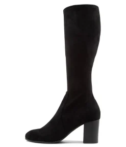 New Midas Shoes Usher Black Stretch Knee High Boots Bh