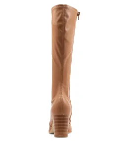 Outlet Midas Shoes Usher Dark Tan Stretch Knee High Boots