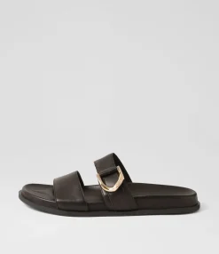 Flash Sale Midas Shoes Valanse Black Leather Slides