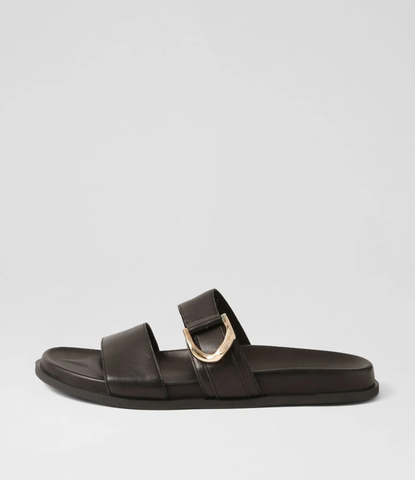 Flash Sale Midas Shoes Valanse Black Leather Slides