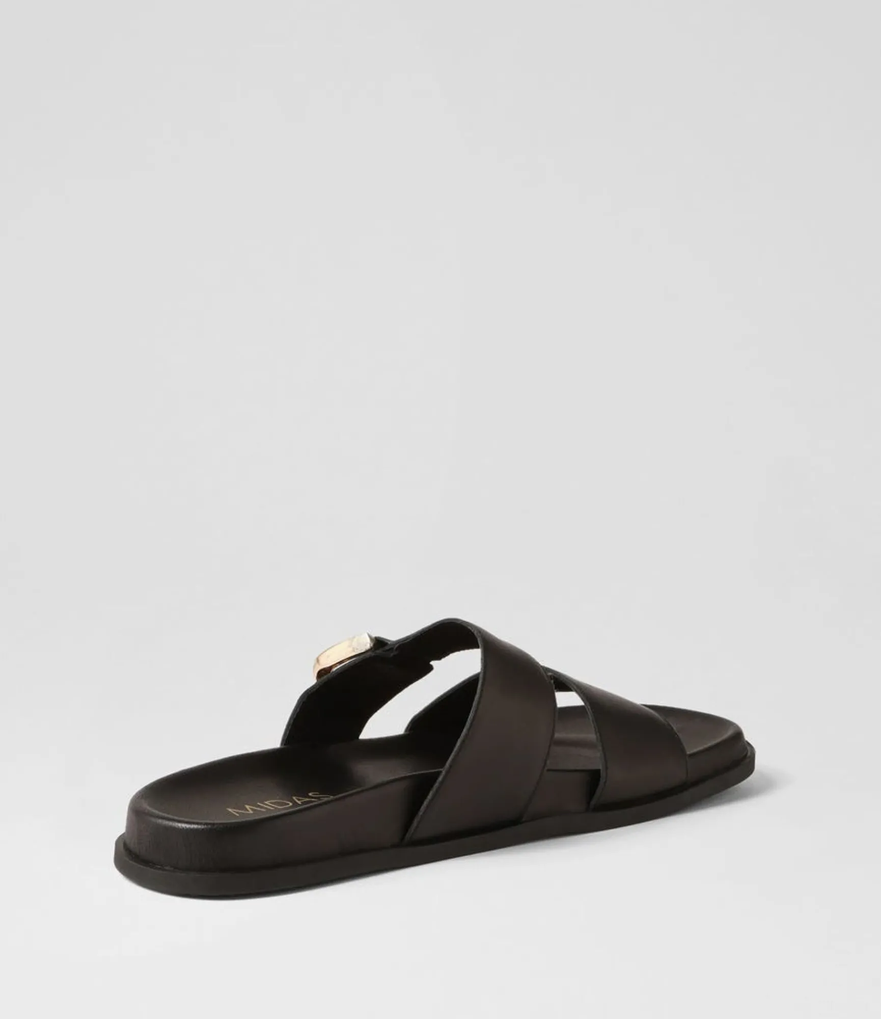 Flash Sale Midas Shoes Valanse Black Leather Slides