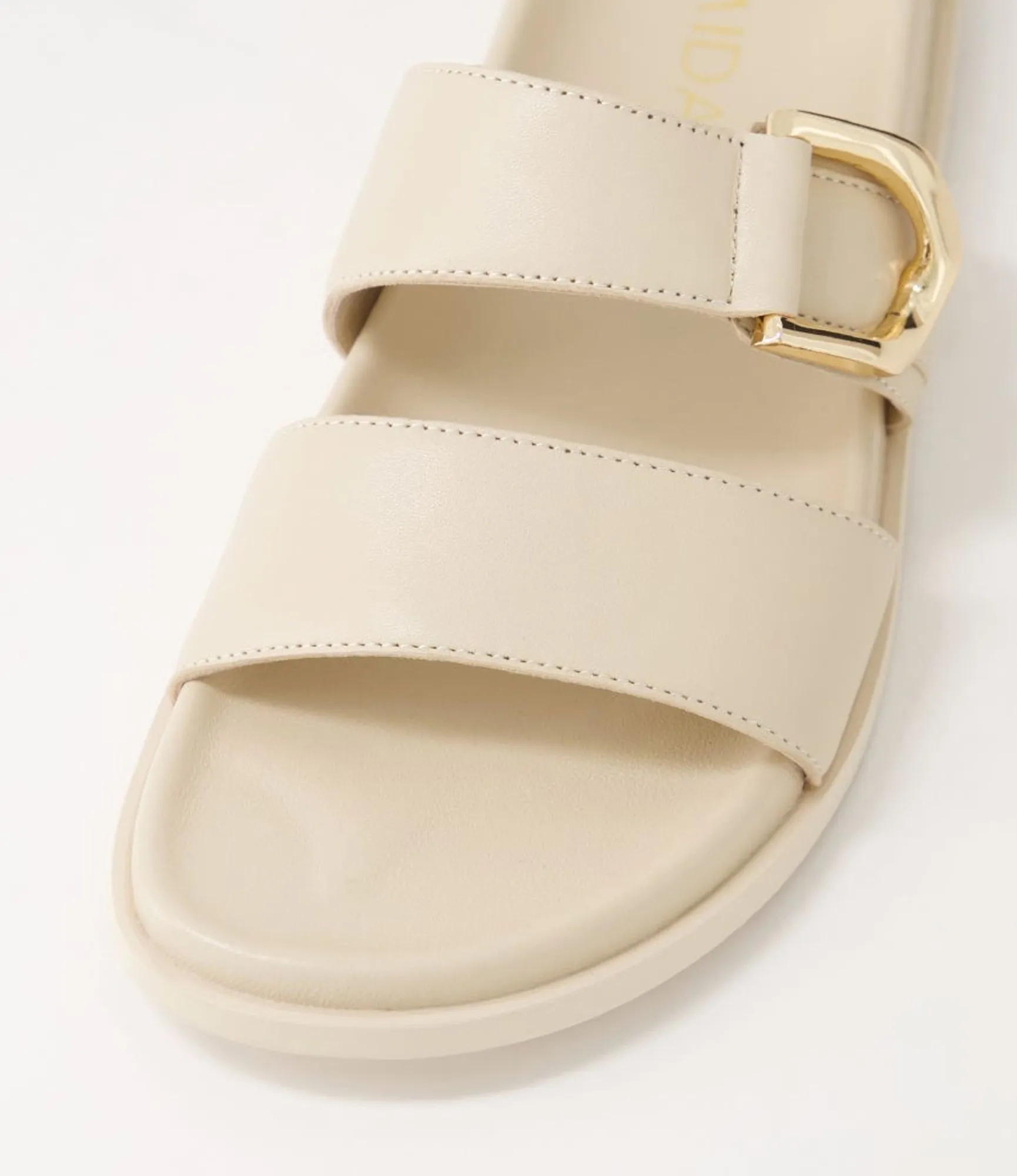 Hot Midas Shoes Valanse Cream Leather Slides
