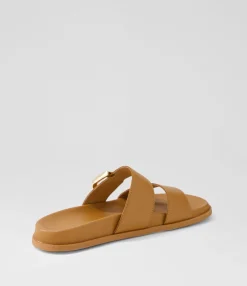 New Midas Shoes Valanse Dark Tan Leather Slides