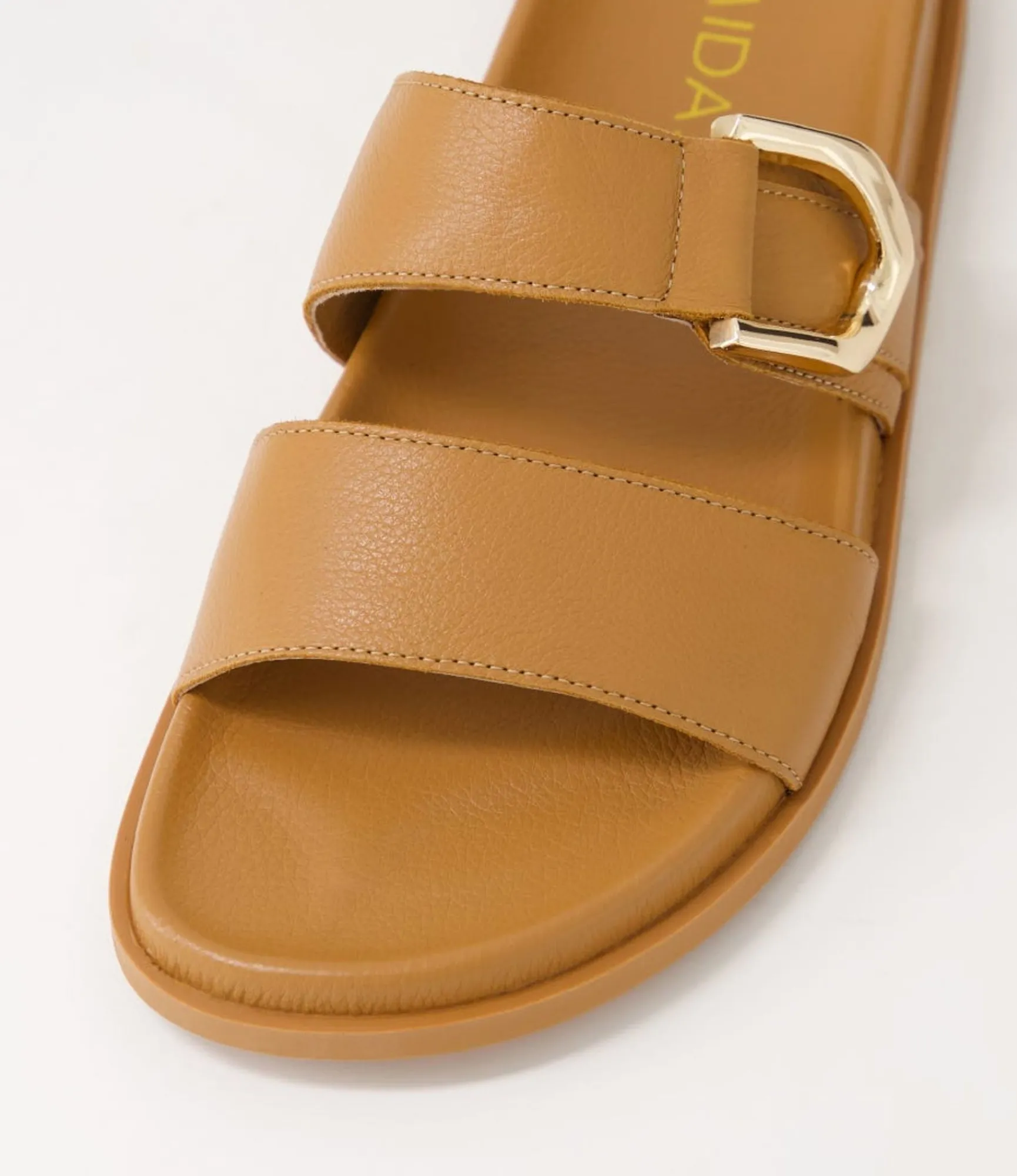New Midas Shoes Valanse Dark Tan Leather Slides